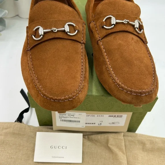 Men's Gucci brown suede horse bit driving loafers size 12 made in Italy - Picture 3 of 10